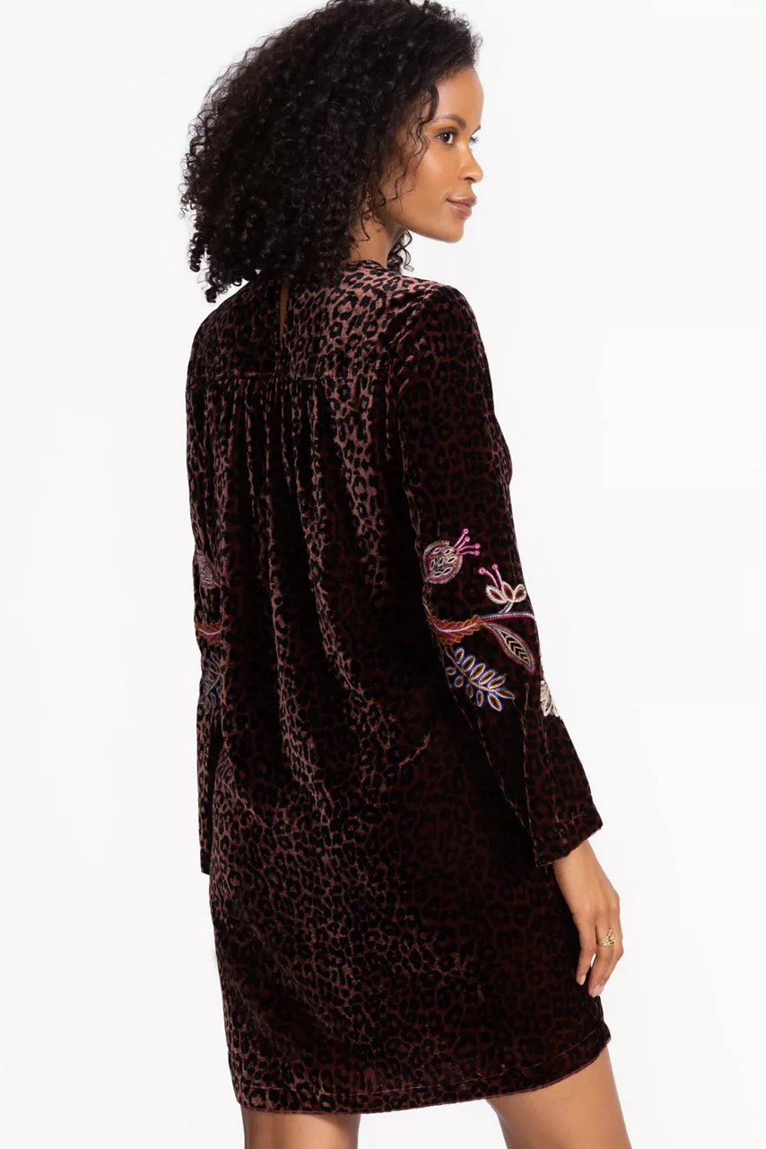 Johnny Was KIMONO SLEEVE SWING DRESS Misty Leopard