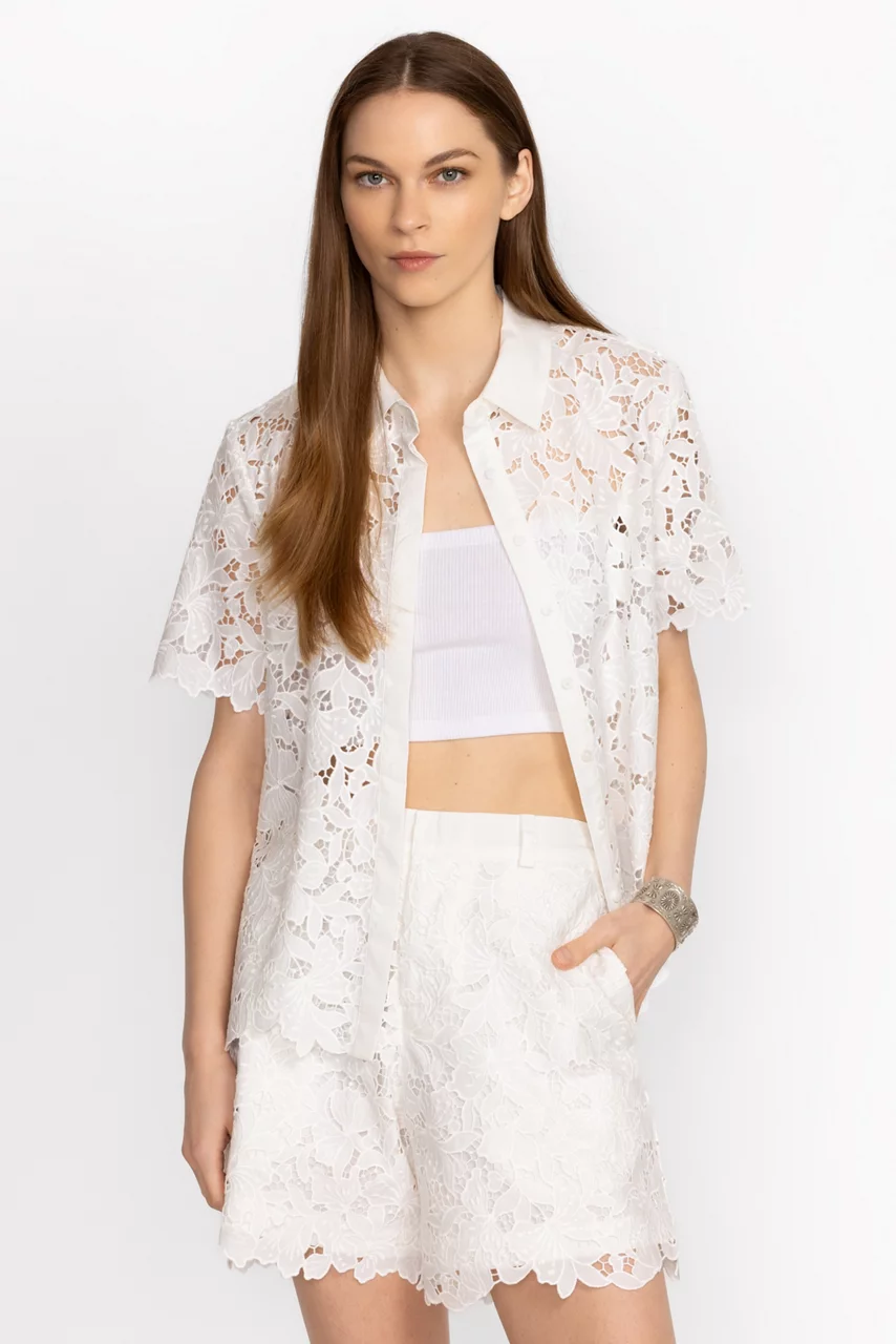 Johnny Was KITT LACE SHORT White