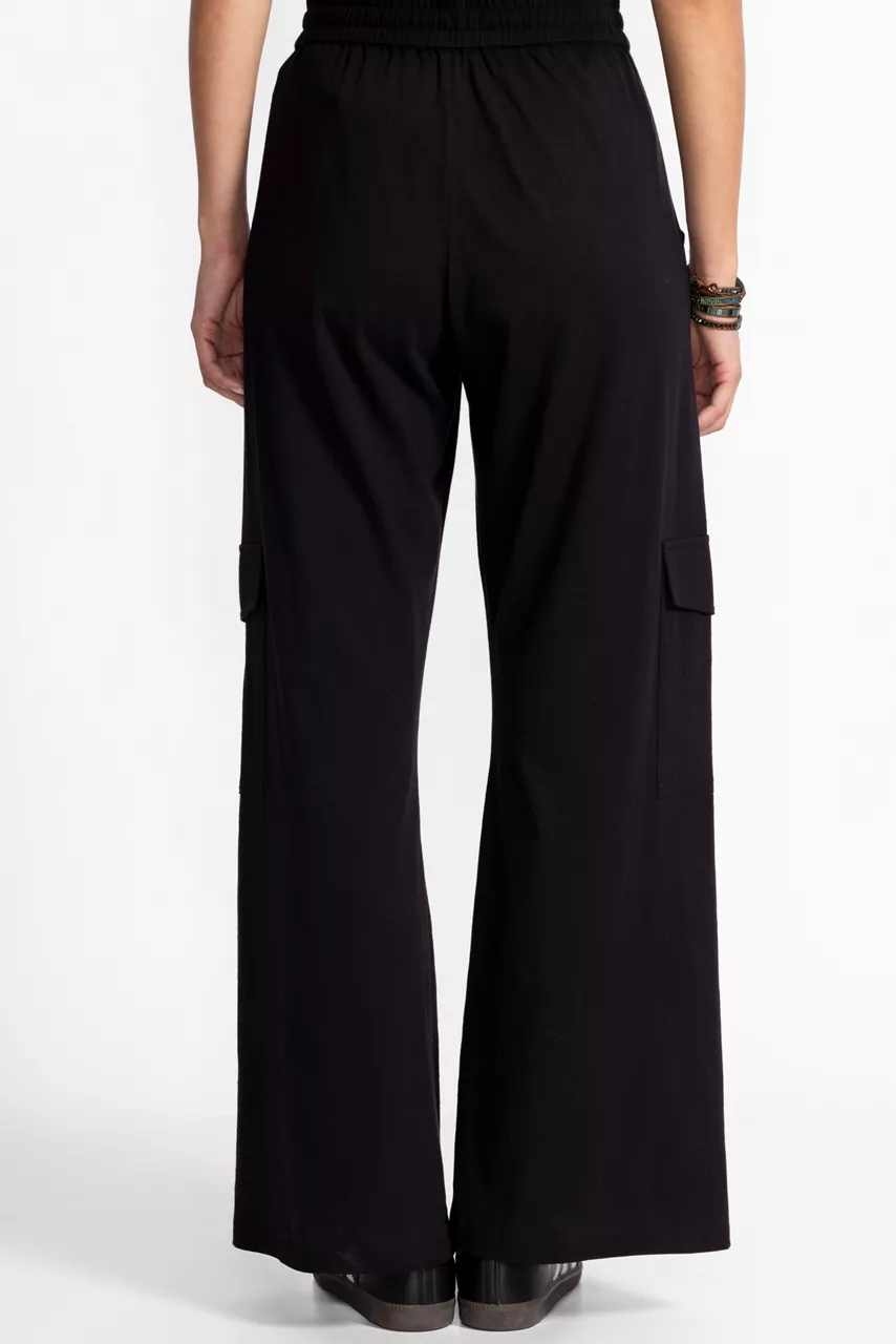 Johnny Was KNIT DRAWSTRING CARGO PANT Black Beauty