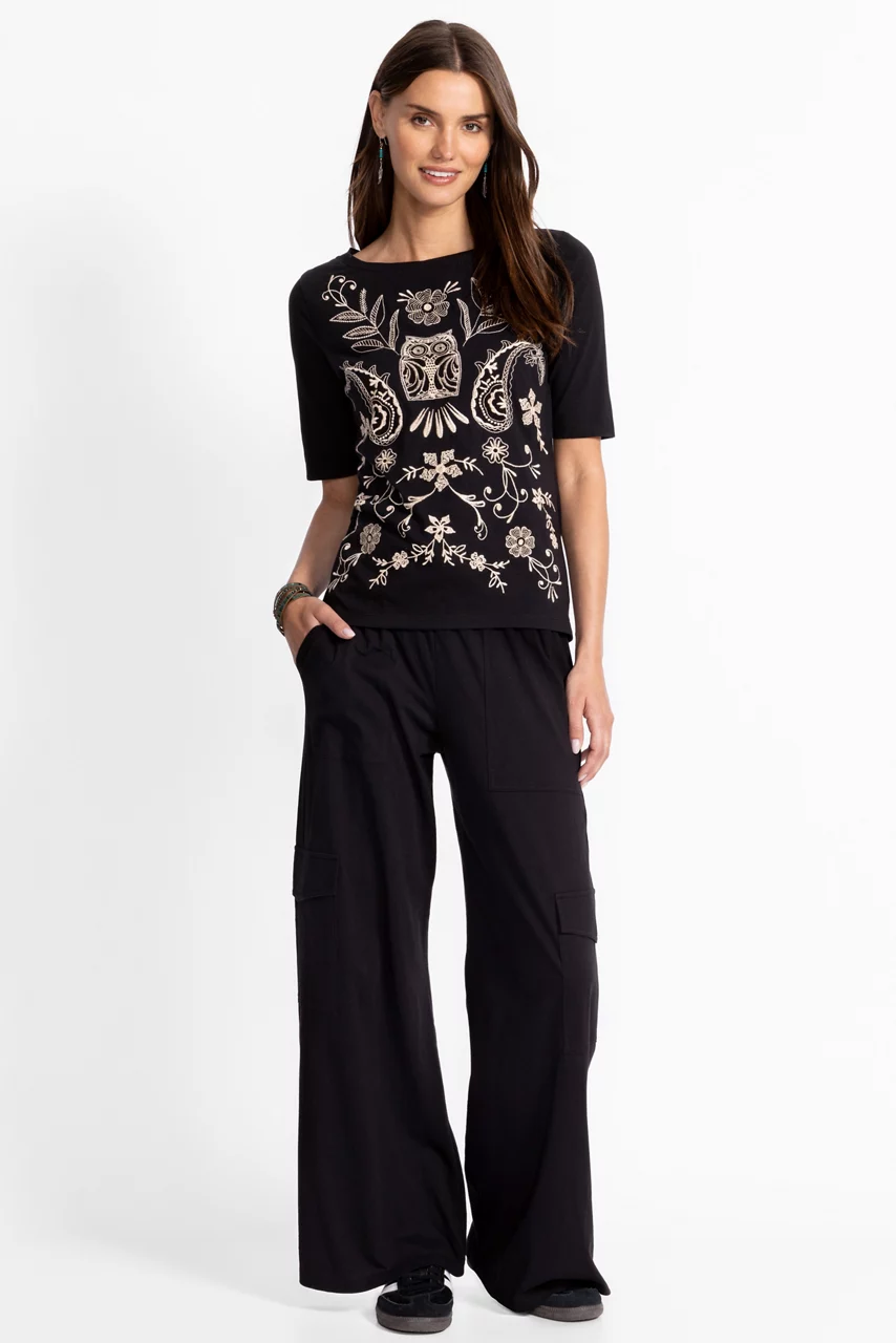 johnny was KNIT DRAWSTRING CARGO PANT Black Beauty