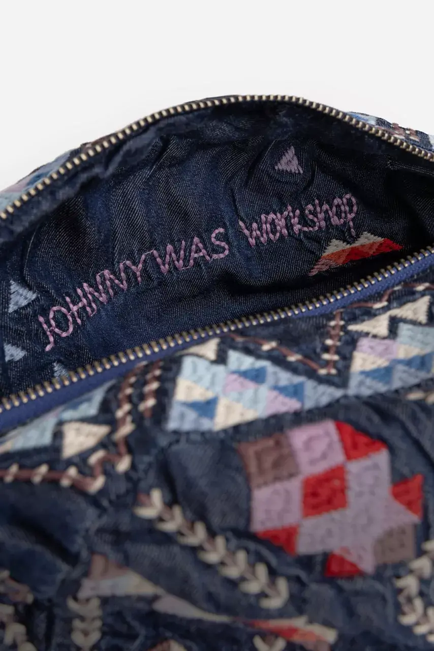 Johnny Was KRESLEY MAKEUP BAG Denim Blue