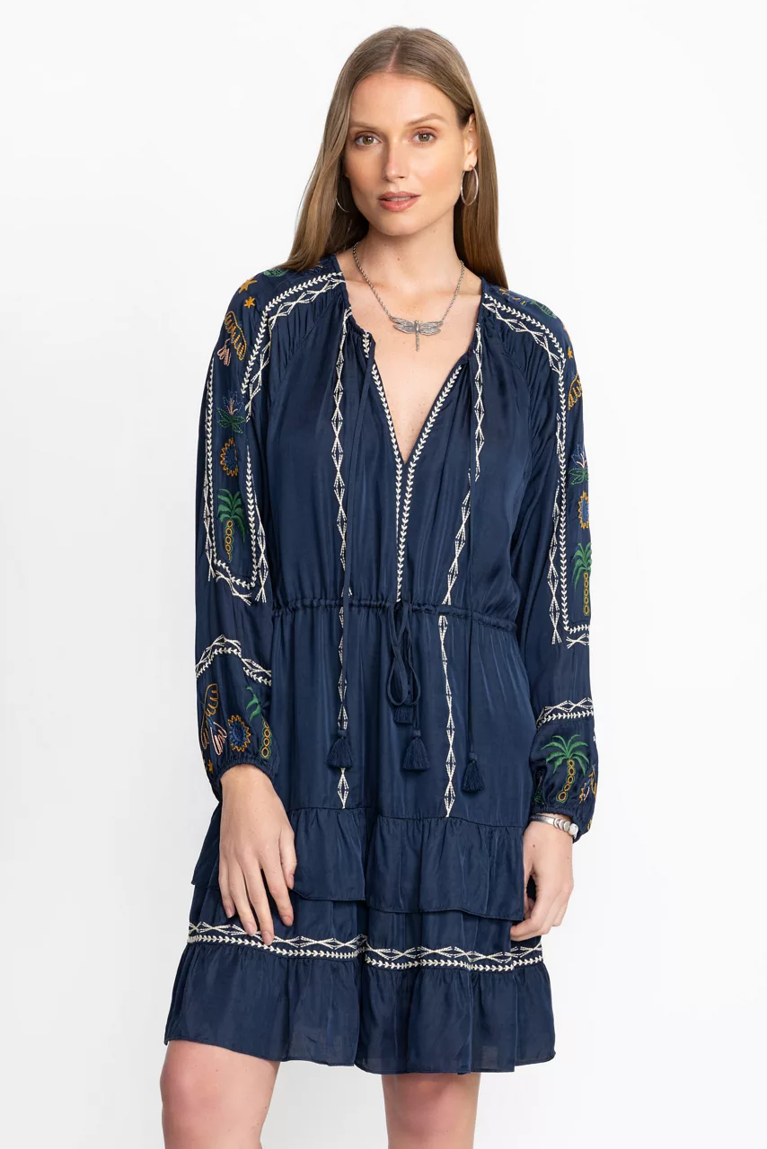 Johnny Was LEXIE TIERED MINI DRESS Dress Blues