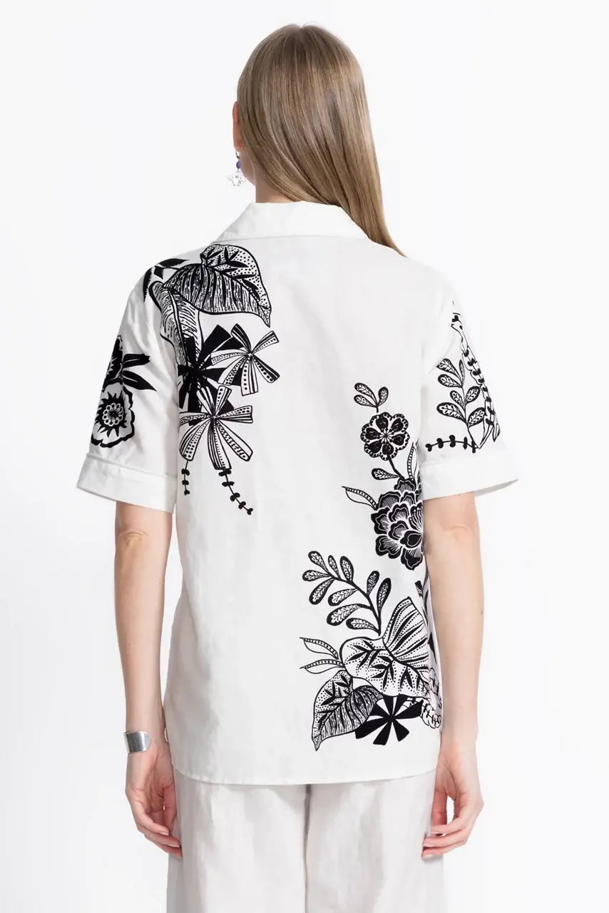 Johnny Was LINEN CAMP SHIRT White