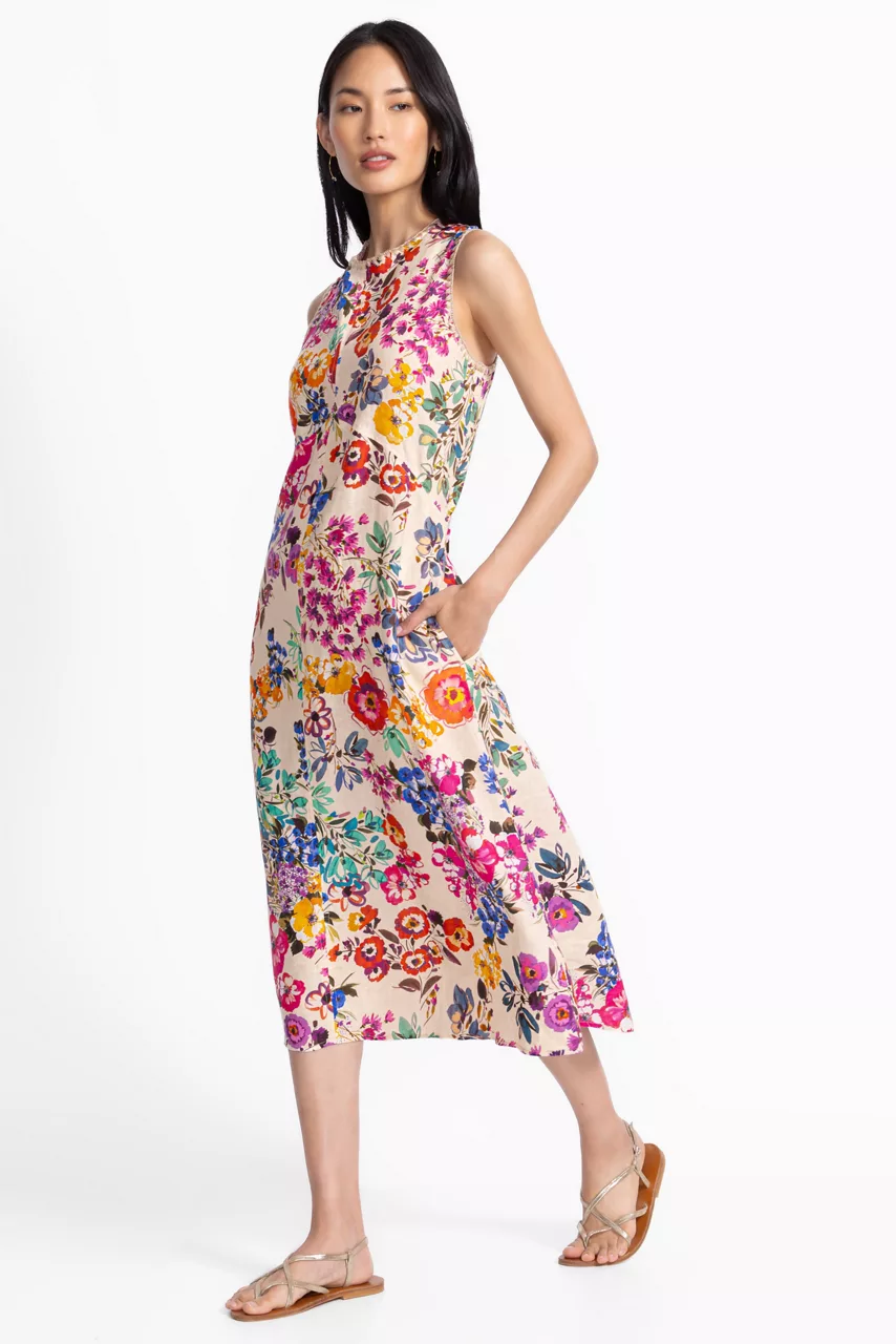 Johnny Was LINEN CHEVRON TANK DRESS