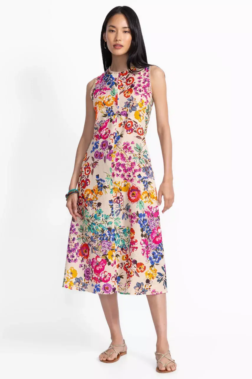 Johnny Was LINEN CHEVRON TANK DRESS