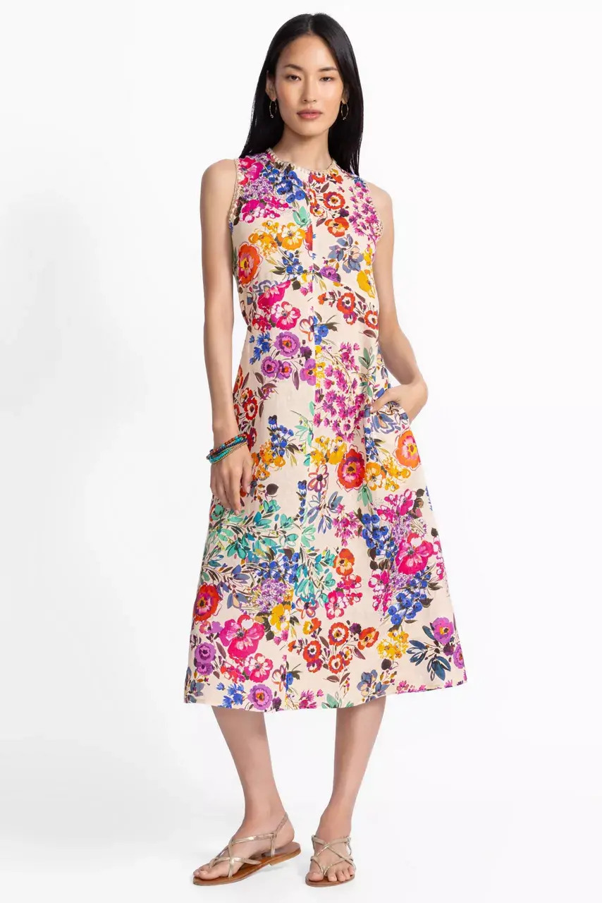 johnny was LINEN CHEVRON TANK DRESS