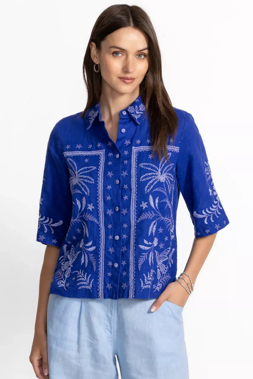 johnny was LINEN KIMONO SLEEVE SHIRT Bluing