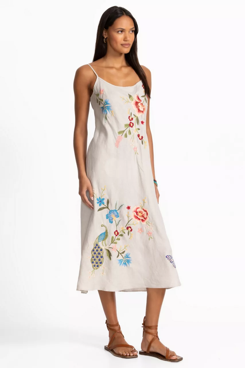 Johnny Was LINEN MODERN SLIP DRESS Sand
