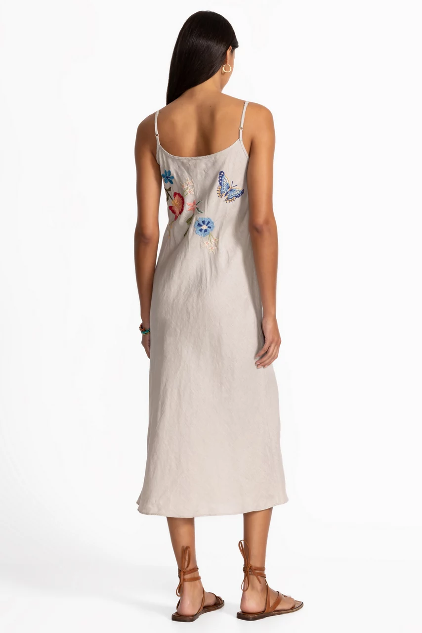 Johnny Was LINEN MODERN SLIP DRESS Sand