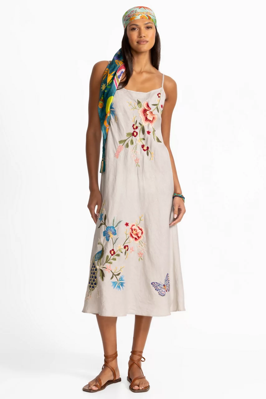johnny was LINEN MODERN SLIP DRESS Sand