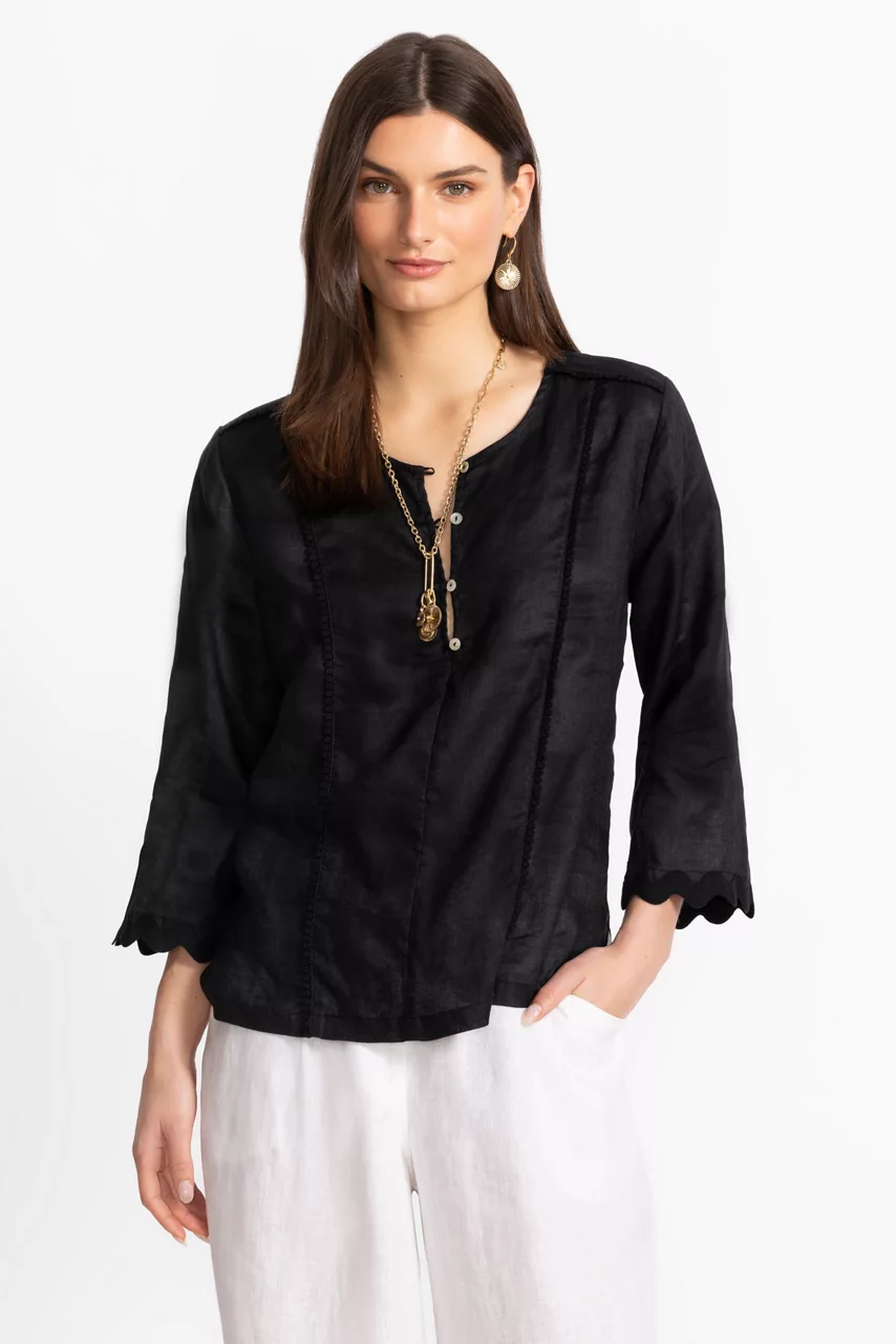 johnny was LINEN PRINCESS SEAM TOP Black Beauty