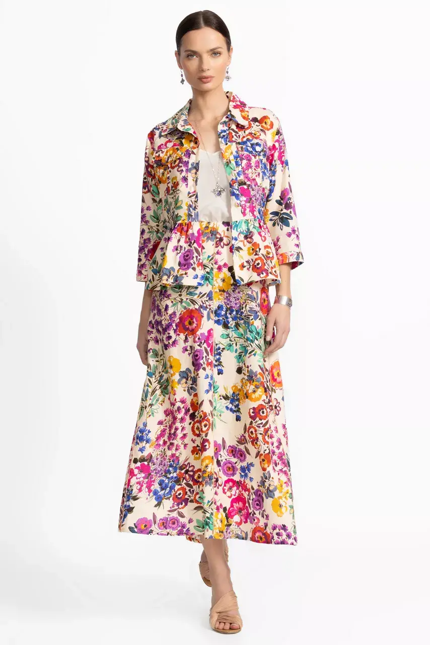 Johnny Was LINEN SEAMED SKIRT Evalon