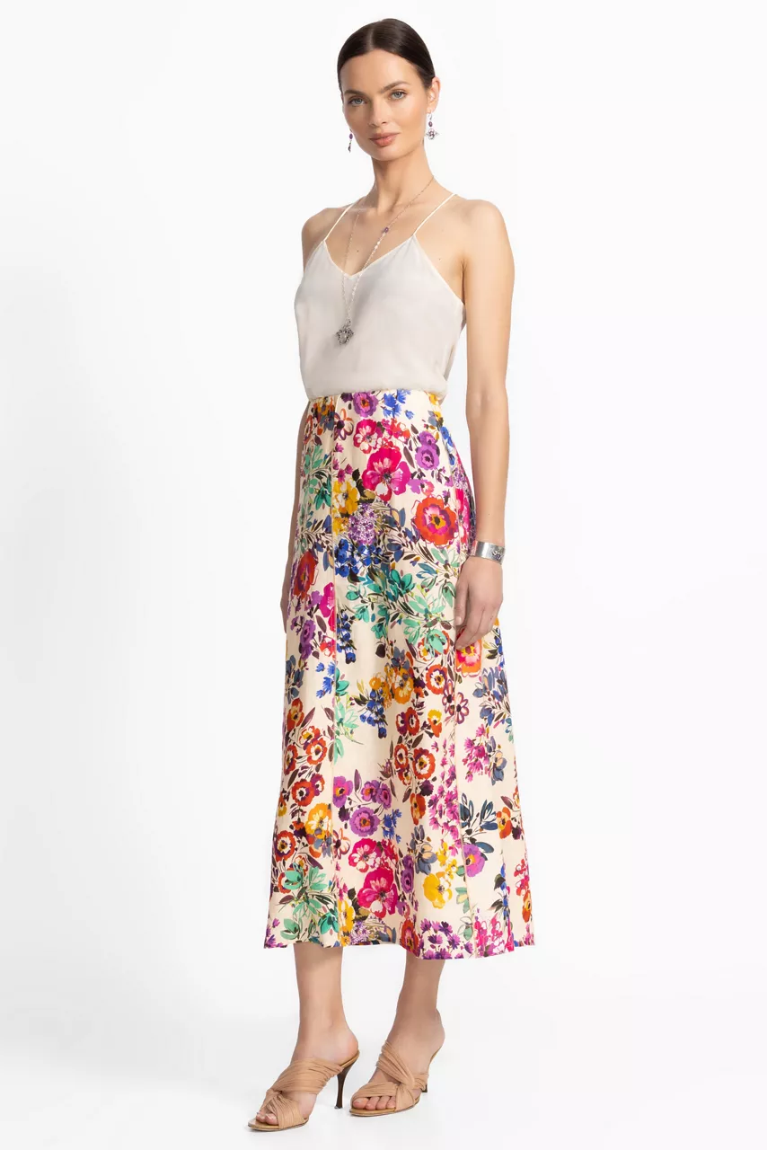 Johnny Was LINEN SEAMED SKIRT Evalon