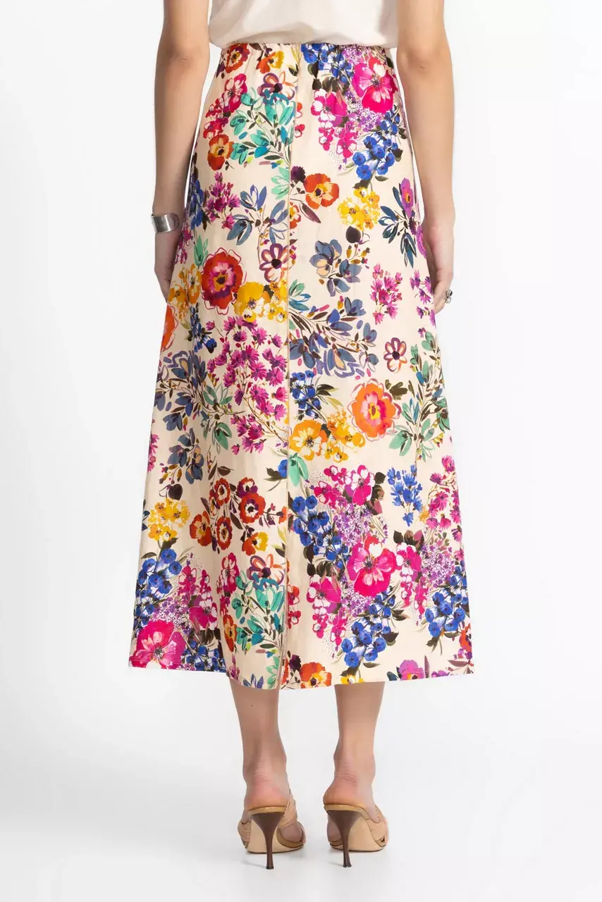 Johnny Was LINEN SEAMED SKIRT Evalon