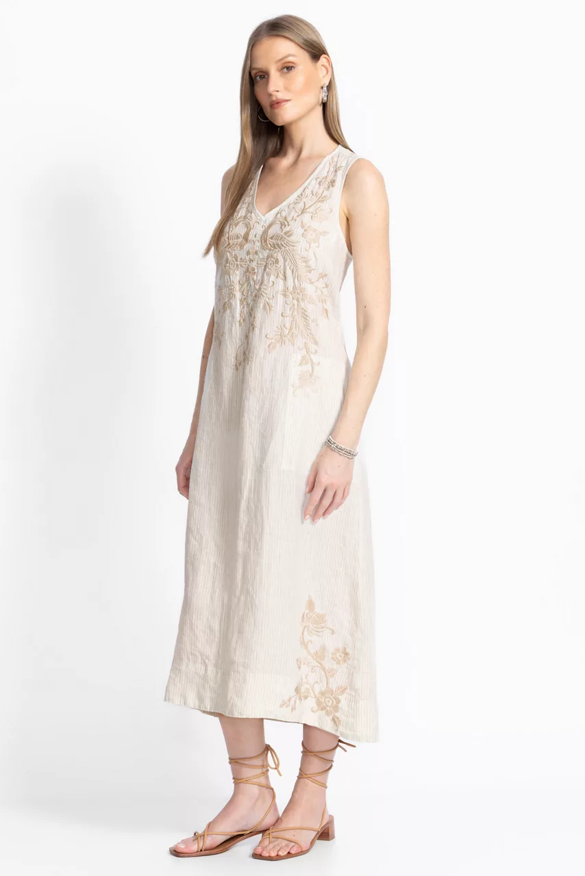 Johnny Was LINEN TANK DRESS Elordi Stripe