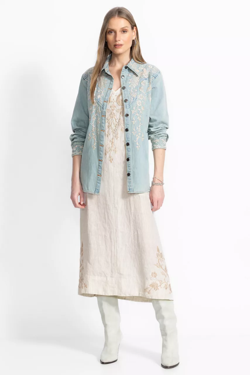 Johnny Was LINEN TANK DRESS Elordi Stripe