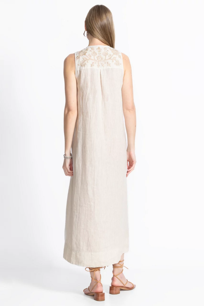 Johnny Was LINEN TANK DRESS Elordi Stripe