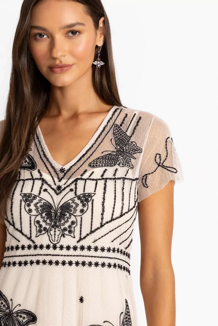 Johnny Was LIZZIE MESH DRESS Cream