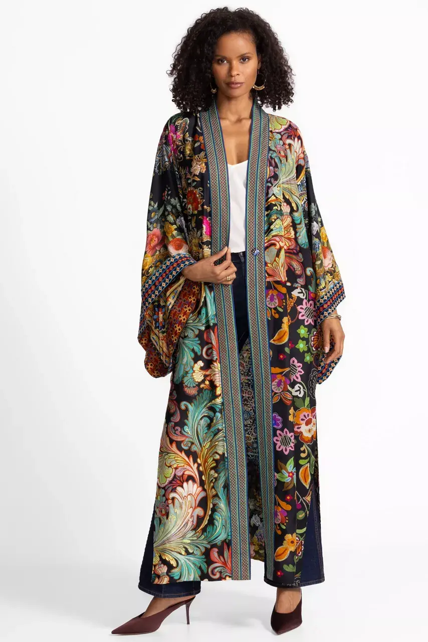 Johnny Was LONG KIMONO Levi Patchwork