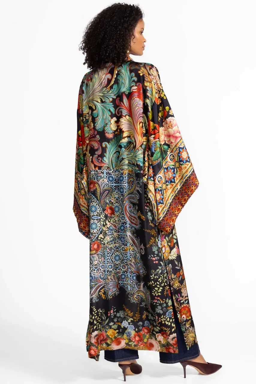 Johnny Was LONG KIMONO Levi Patchwork