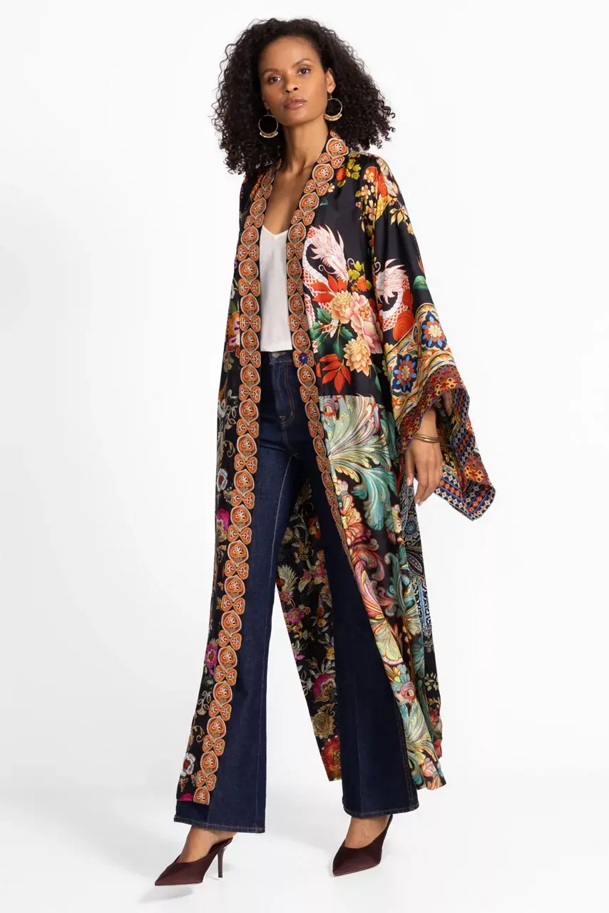 johnny was LONG KIMONO Levi Patchwork