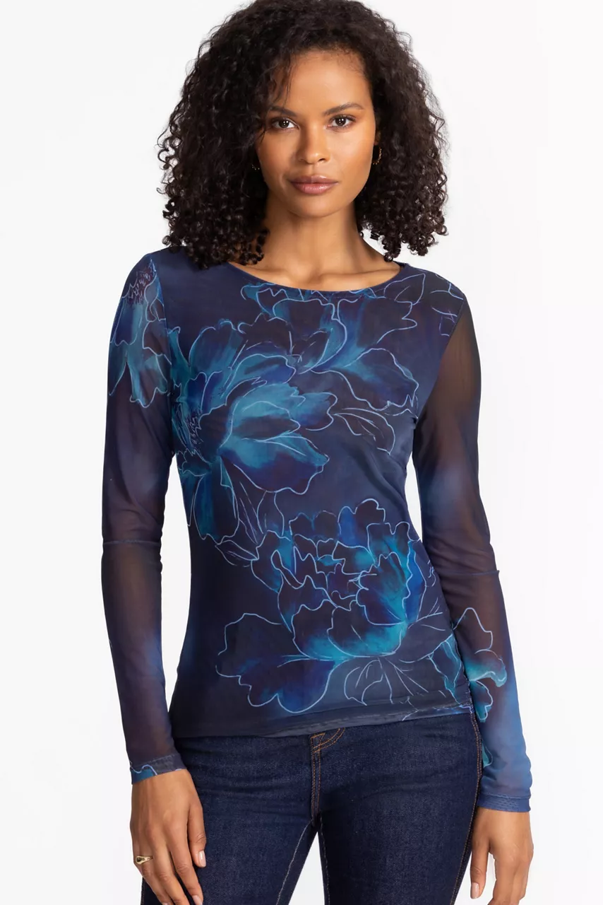 johnny was LONG SLEEVE BOAT NECK MESH TEE Athena