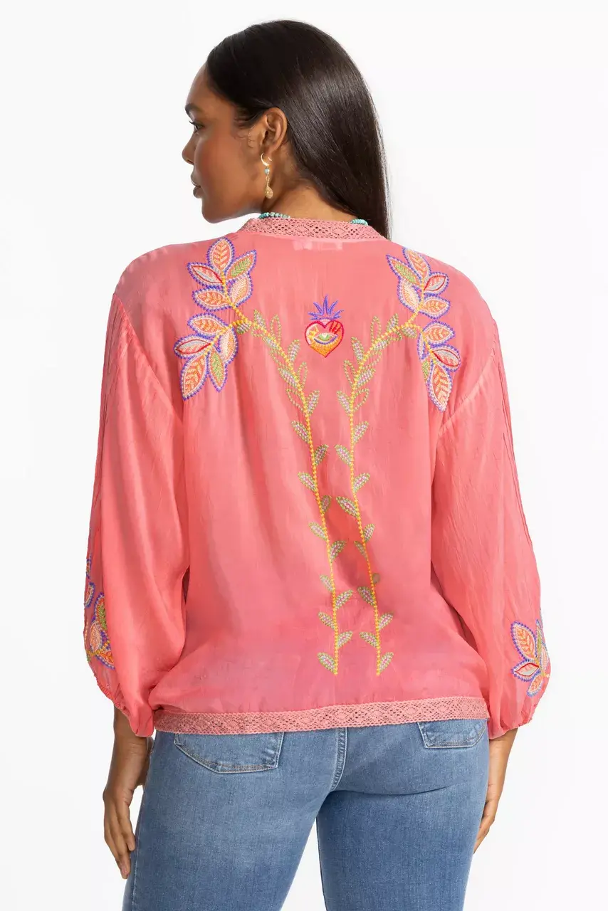 Johnny Was LUNA SHIRT Salmon Rose