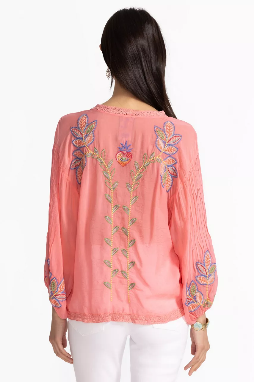 Johnny Was LUNA SHIRT Salmon Rose