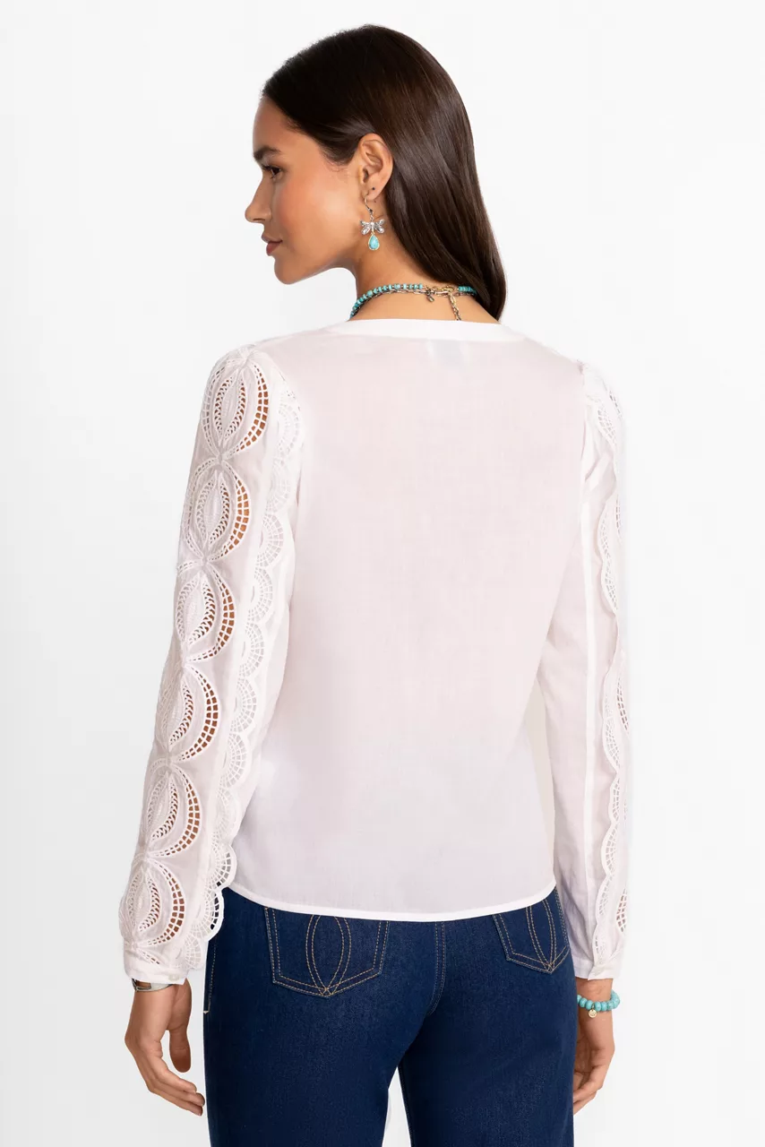 Johnny Was MAKAYLIN BUTTON UP BLOUSE White