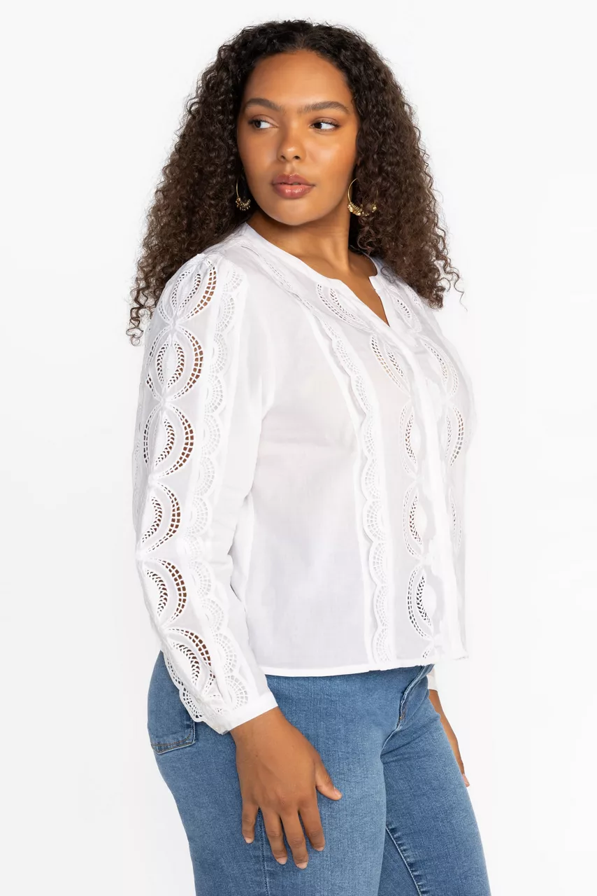 Johnny Was MAKAYLIN BUTTON UP BLOUSE White