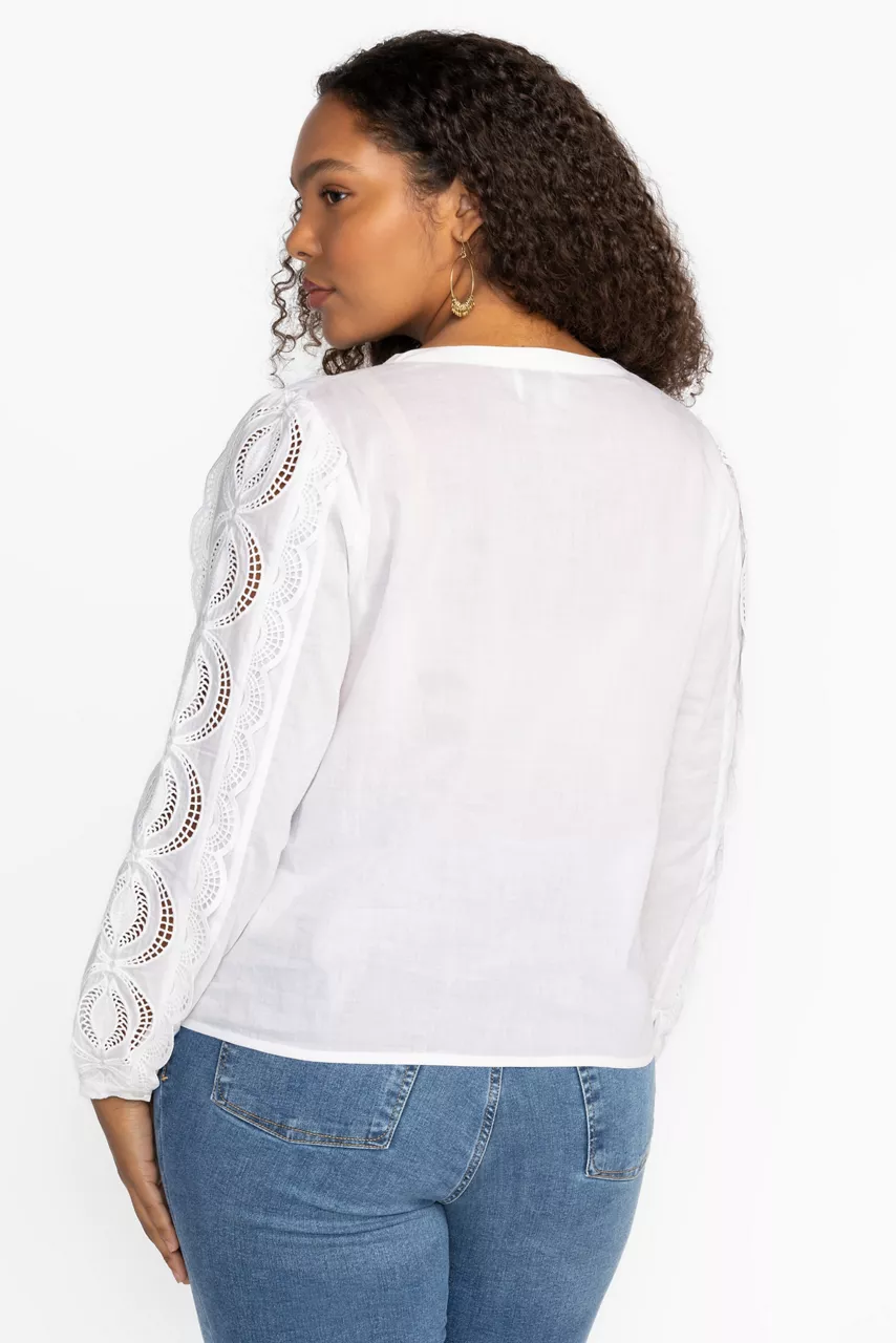 Johnny Was MAKAYLIN BUTTON UP BLOUSE White