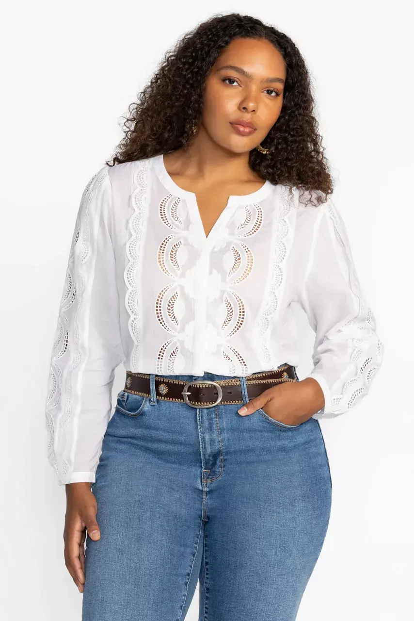 johnny was MAKAYLIN BUTTON UP BLOUSE White