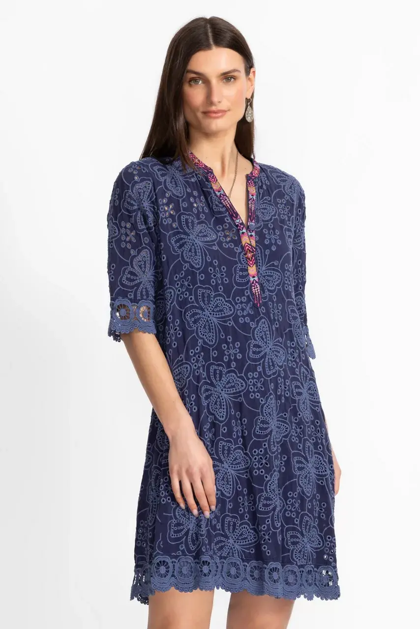 johnny was MALFI MANDARIN COLLAR DRESS Blue Night