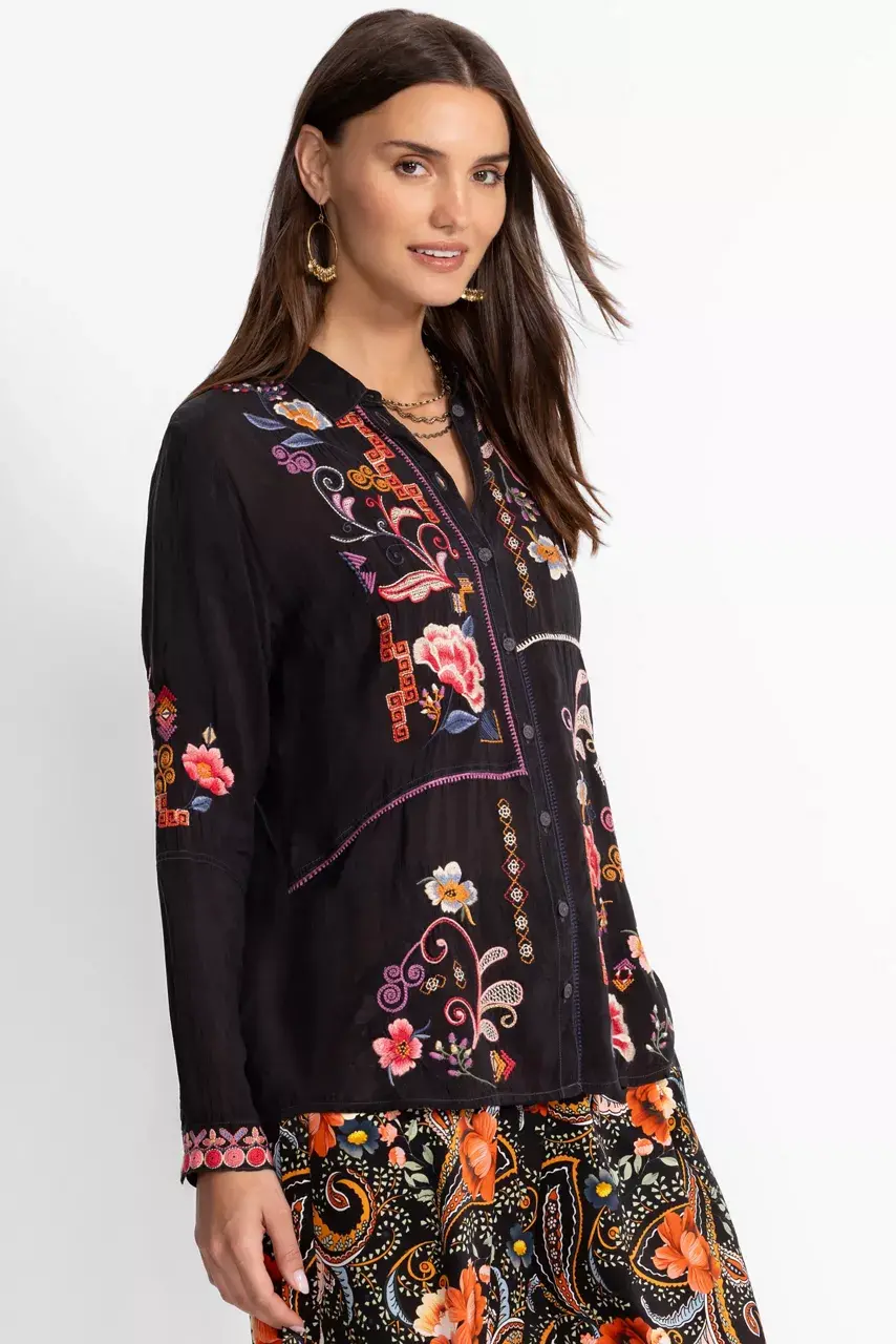 Johnny Was MARCIA SHIRT Black