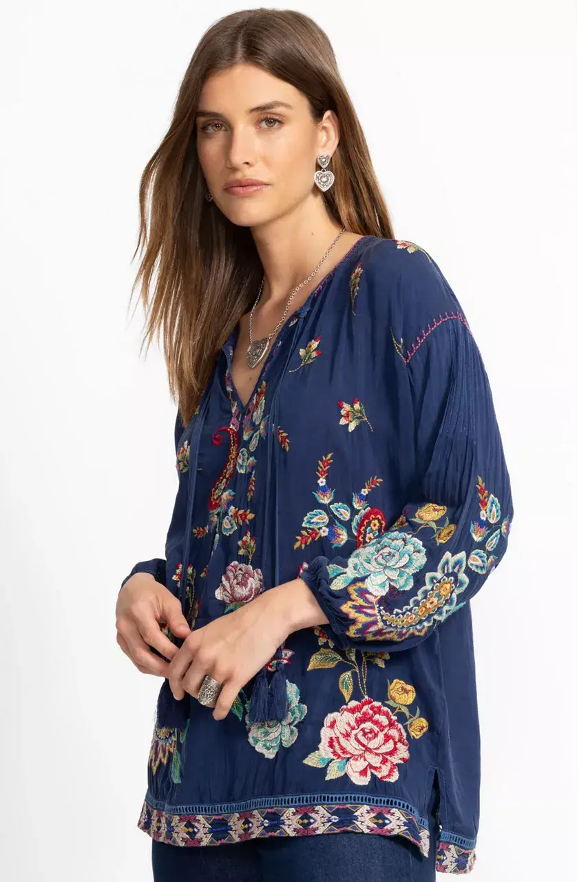 Johnny Was MARGOT BLOUSE Blue Night