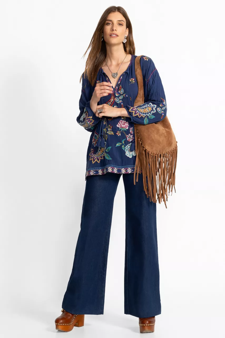 Johnny Was MARGOT BLOUSE Blue Night