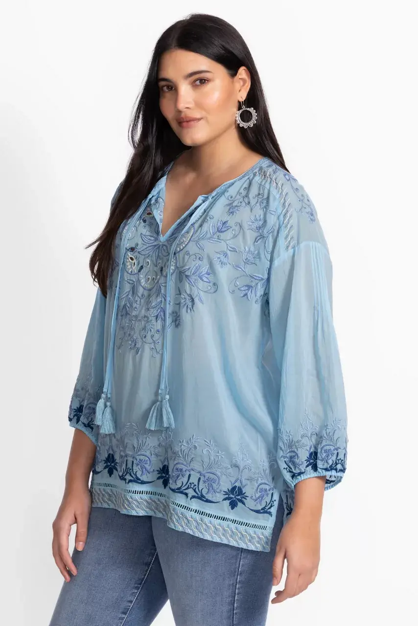 Johnny Was MARGOT BLOUSE Ethereal Blue