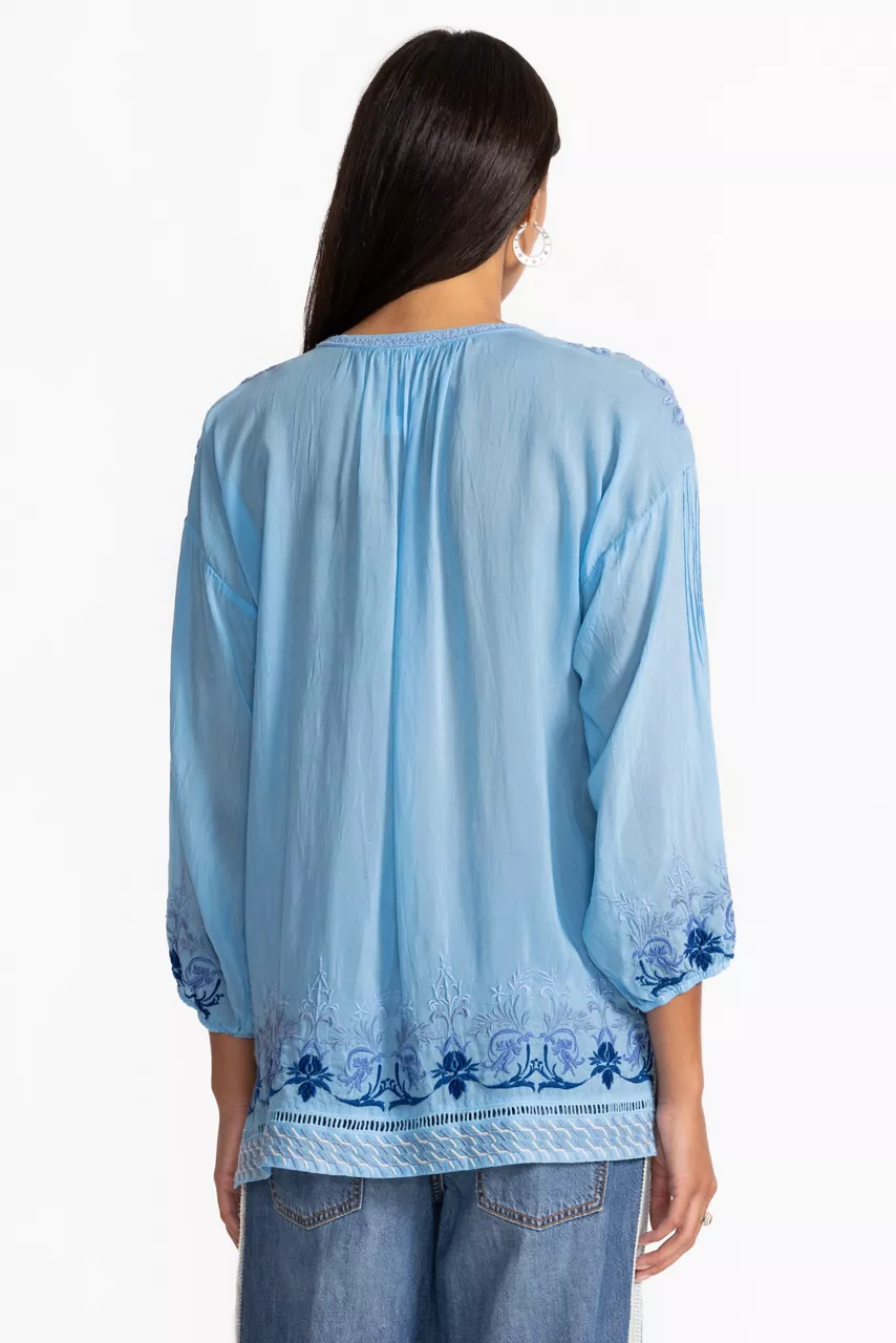 Johnny Was MARGOT BLOUSE Ethereal Blue
