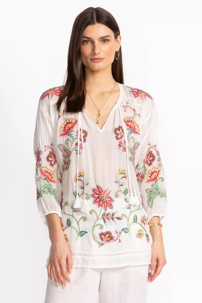Johnny Was MARGOT BLOUSE White