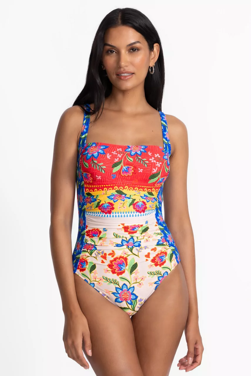 Johnny Was MARILYN RUCHED ONE PIECE Roumba