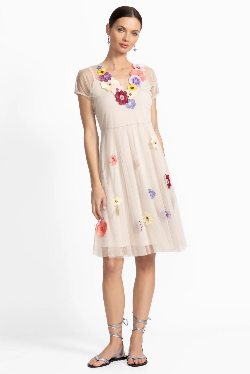 johnny was MARSHA DOT MESH DRESS White