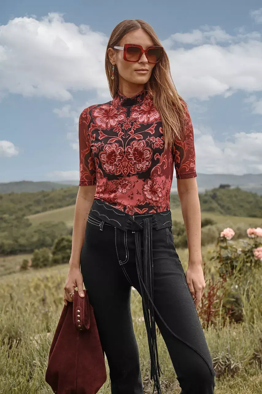 johnny was MESH ELBOW SLEEVE MOCK NECK Scilla