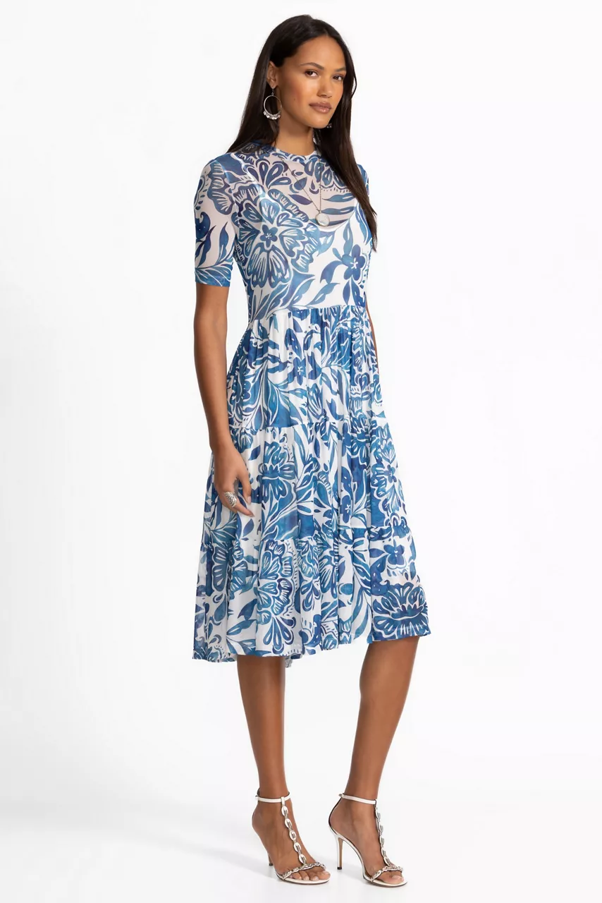 Johnny Was MESH TIERED DRESS Bethany