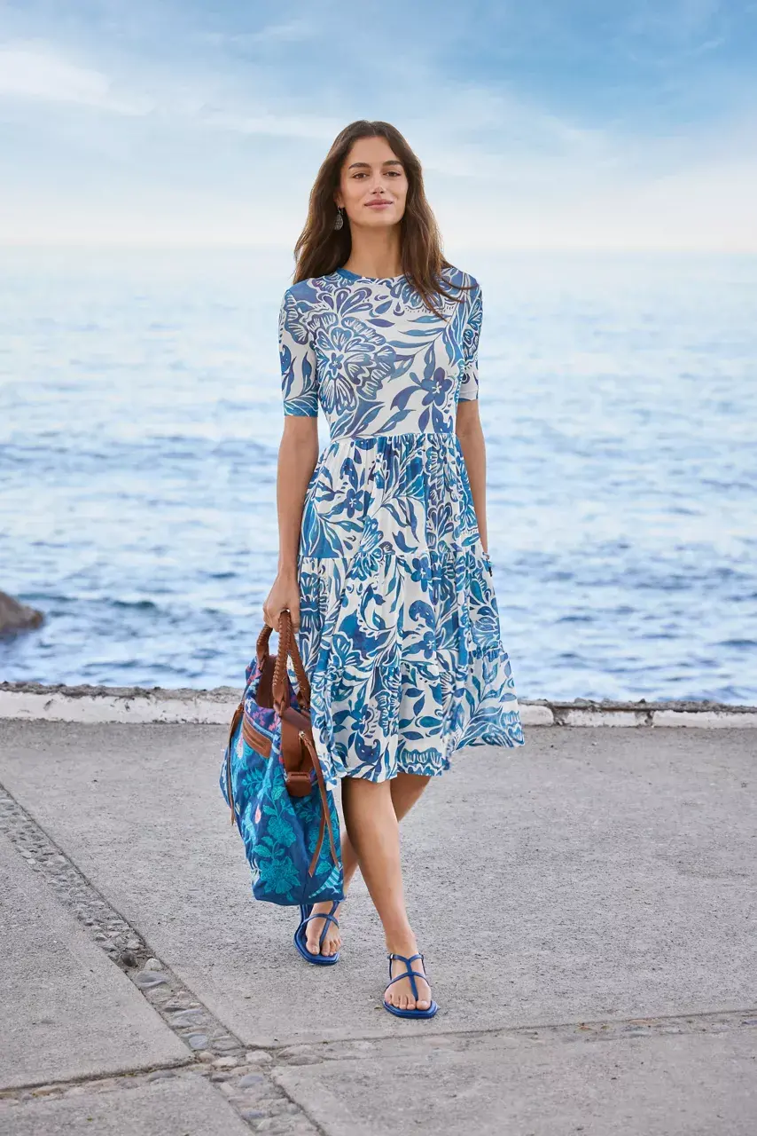 Johnny Was MESH TIERED DRESS Bethany