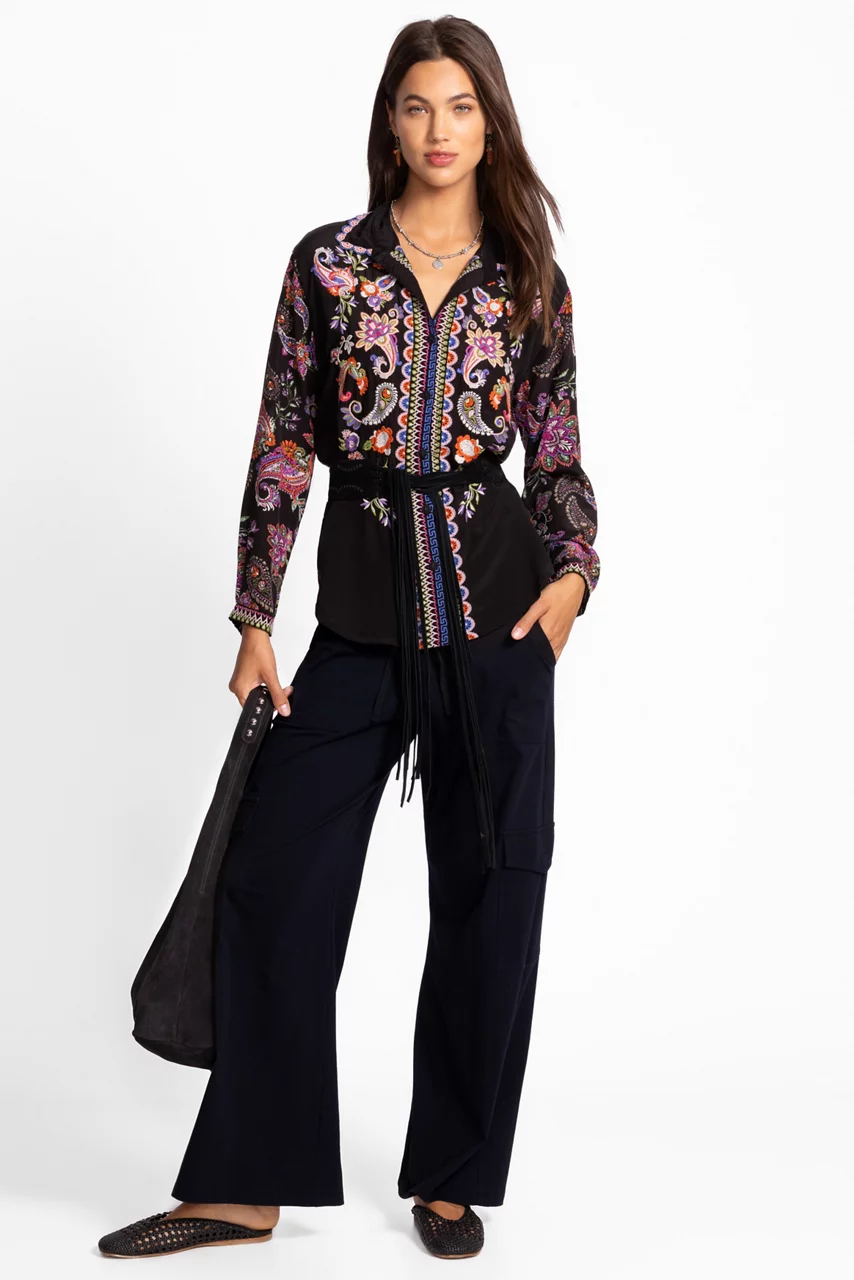 Johnny Was MILLS SHIRT Black