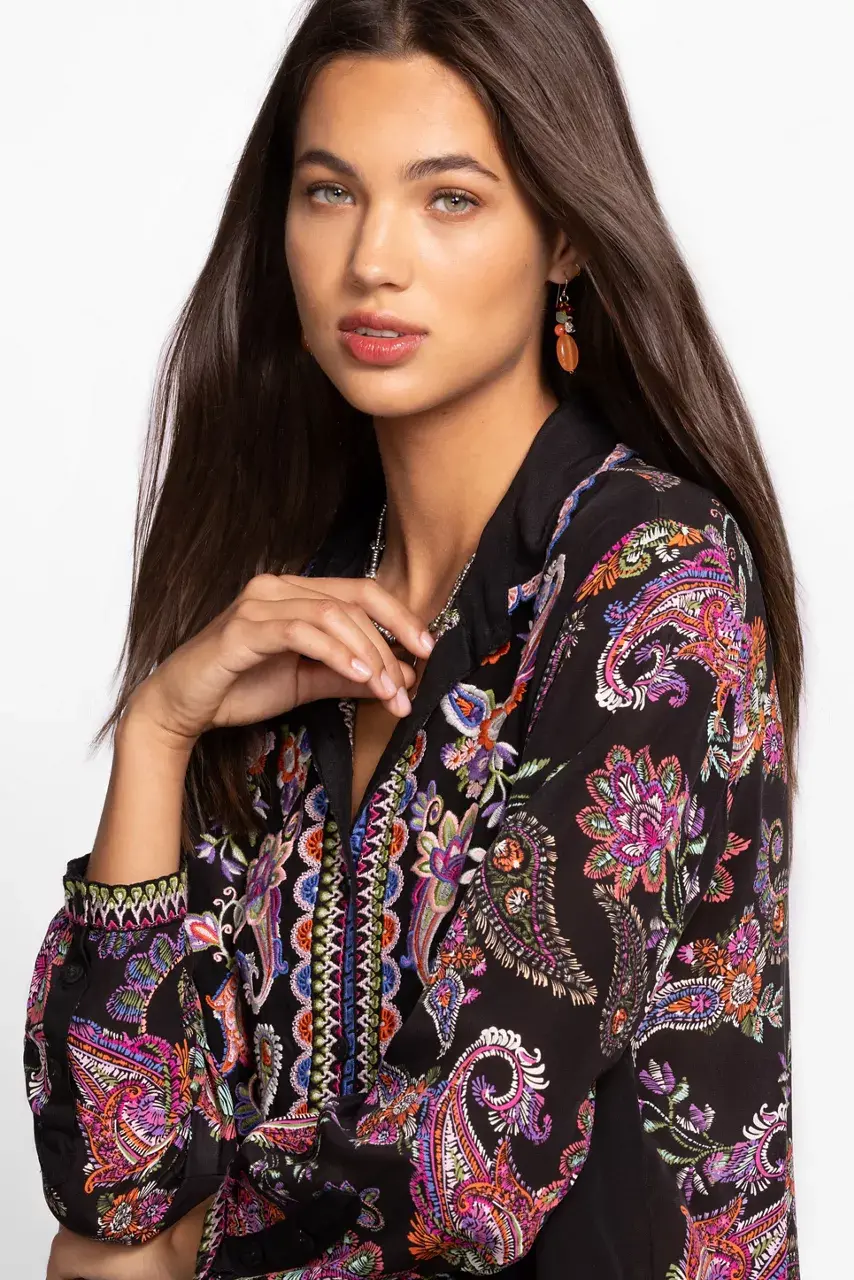 Johnny Was MILLS SHIRT Black