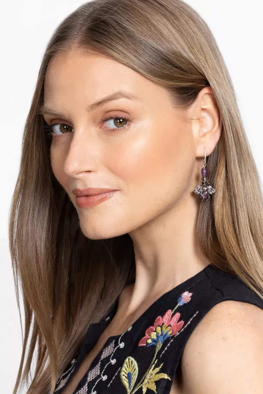 Johnny Was MINI CRITTER CHARM DROP EARRINGS Purple