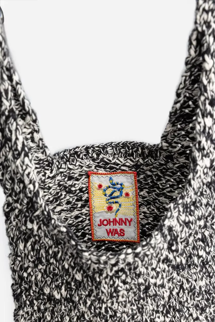 Johnny Was MINI NAHAL CROCHET BAG Black And White