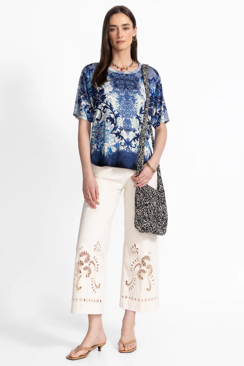 Johnny Was MINI NAHAL CROCHET BAG Black And White