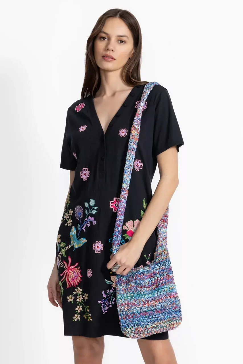 Johnny Was MINI NAHAL CROCHET BAG Blue Sherbert